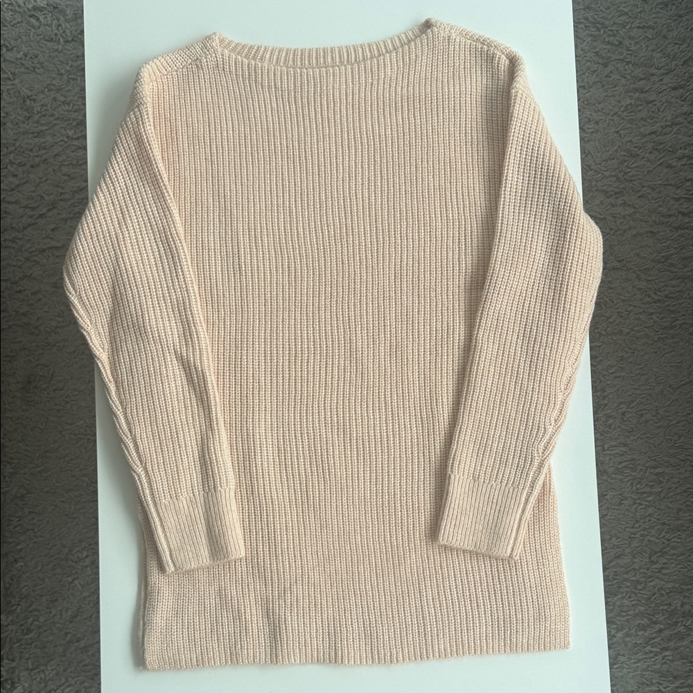 LOFT Pale Blush Ribbed Crewneck Sweater